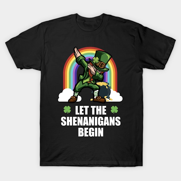 Dabbing Leprechaun Shenanigans Funny St Patricks Day T-Shirt by TheBeardComic